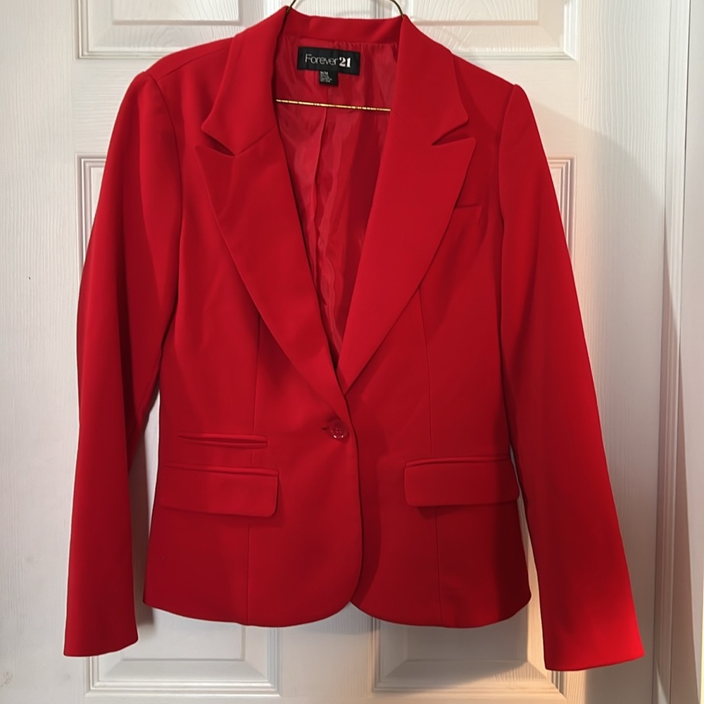 Forever 21 red power blazer girl boss size M business casual dressy